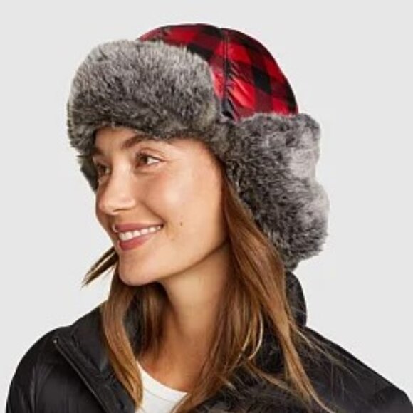 EDDIE BAUER WOMEN\'S  SUN VALLEY DOWN TRAPPER\'S HAT BUFFALO PLAID SMALL  MEDIUM main image 7